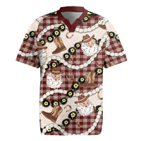 Cowboy Hawaii Mele Kalikimaka Rugby Jersey Paniolo Kukui Nut Pikake Lei Burgundy Version LT14 Burgundy - Polynesian Pride