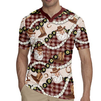 Cowboy Hawaii Mele Kalikimaka Rugby Jersey Paniolo Kukui Nut Pikake Lei Burgundy Version LT14 - Polynesian Pride