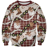 Cowboy Hawaii Mele Kalikimaka Sweatshirt Paniolo Kukui Nut Pikake Lei Burgundy Version LT14 Unisex Burgundy - Polynesian Pride