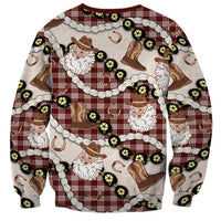 Cowboy Hawaii Mele Kalikimaka Sweatshirt Paniolo Kukui Nut Pikake Lei Burgundy Version LT14 - Polynesian Pride