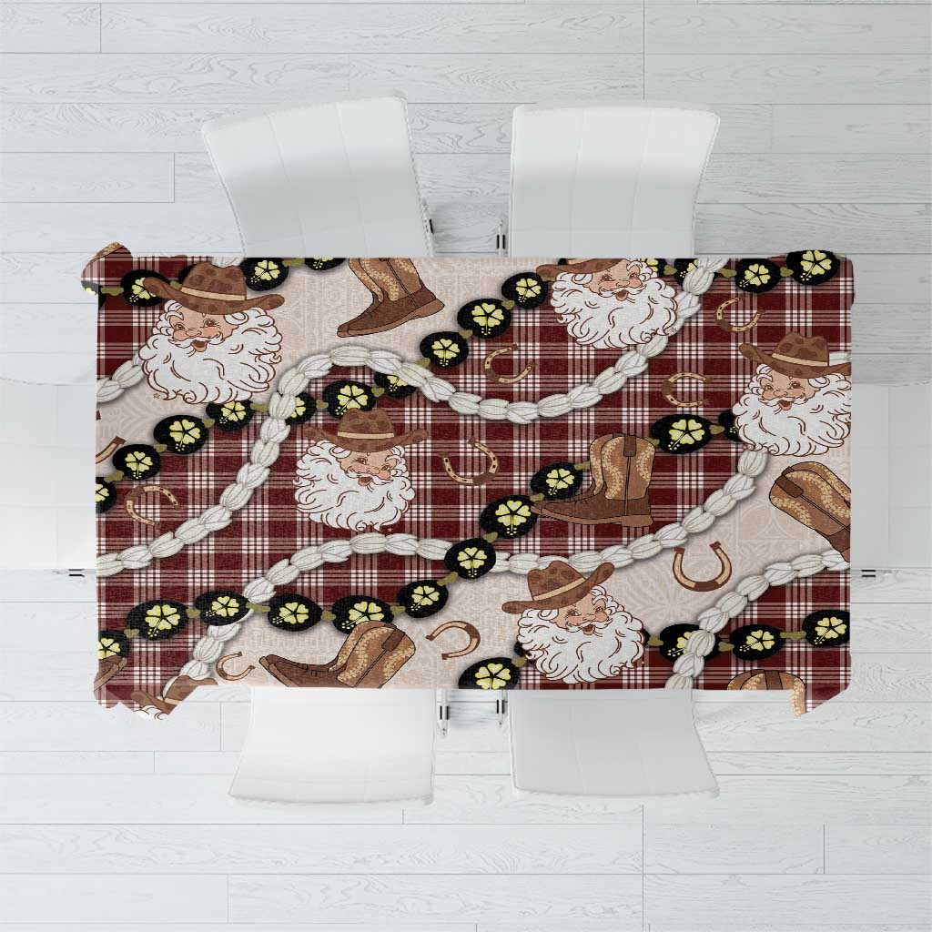 Cowboy Hawaii Mele Kalikimaka Tablecloth Paniolo Kukui Nut Pikake Lei Burgundy Version LT14 Burgundy - Polynesian Pride