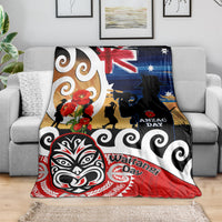 New Zealand Waitangi And ANZAC Day Blanket Aotearoa Maori Tiki With Last Post LT14 - Polynesian Pride