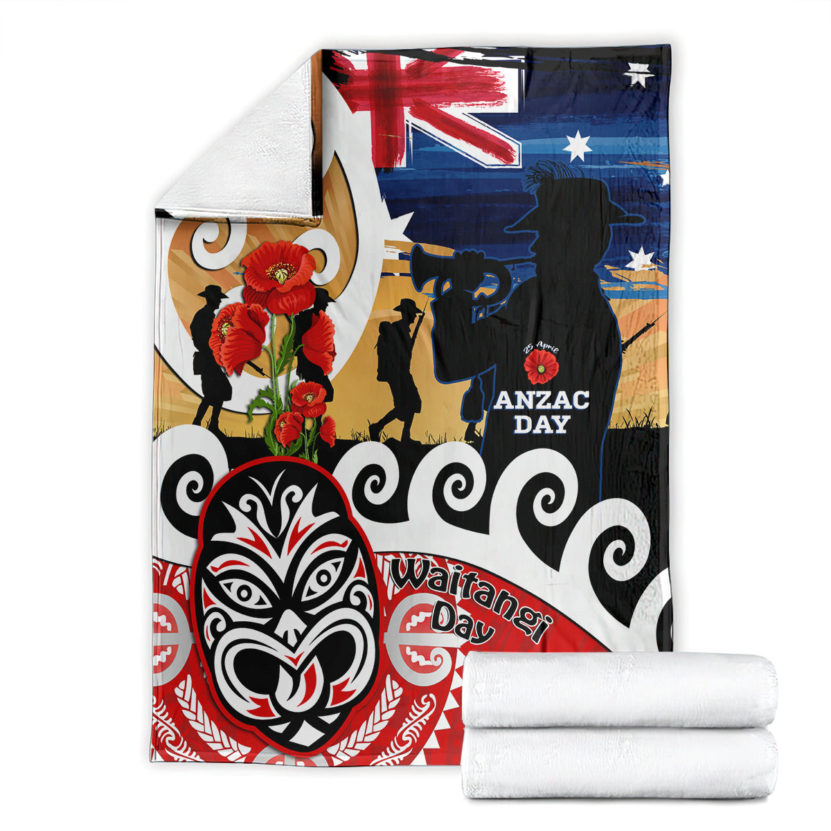 New Zealand Waitangi And ANZAC Day Blanket Aotearoa Maori Tiki With Last Post LT14 - Polynesian Pride