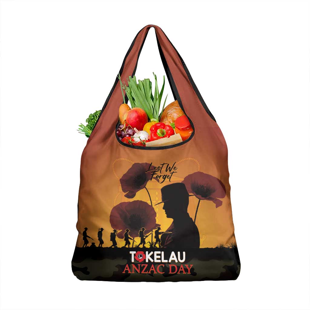 Tokelau ANZAC Day Grocery Bag Camouflage With Poppies Lest We Forget LT14 1-pack One Size Yellow - Polynesian Pride