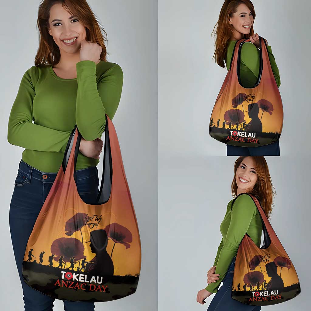 Tokelau ANZAC Day Grocery Bag Camouflage With Poppies Lest We Forget LT14 - Polynesian Pride