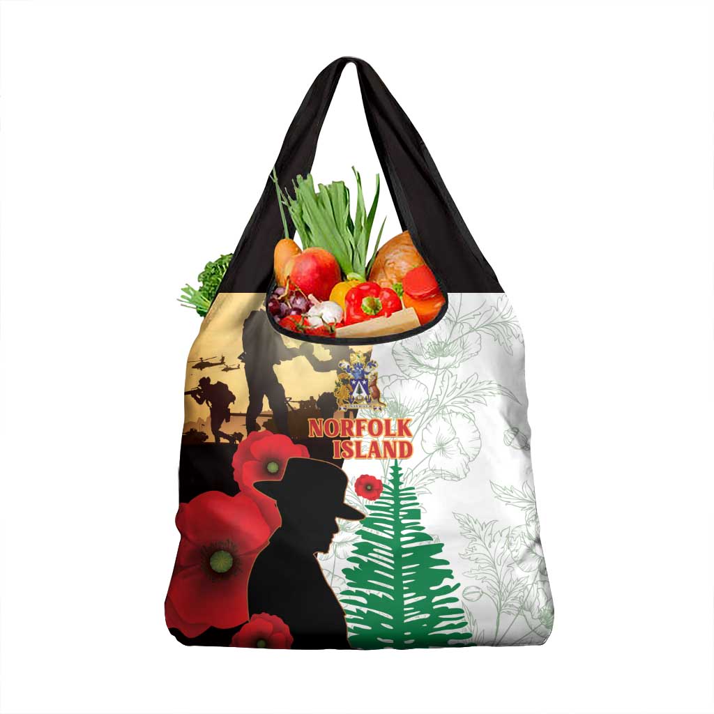 Norfolk Island ANZAC Day Grocery Bag Pine Tree With Poppies Lest We Forget LT14 1-pack One Size White - Polynesian Pride