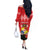 Tonga ANZAC Day Off The Shoulder Long Sleeve Dress Camouflage With Poppies Lest We Forget LT14 - Polynesian Pride