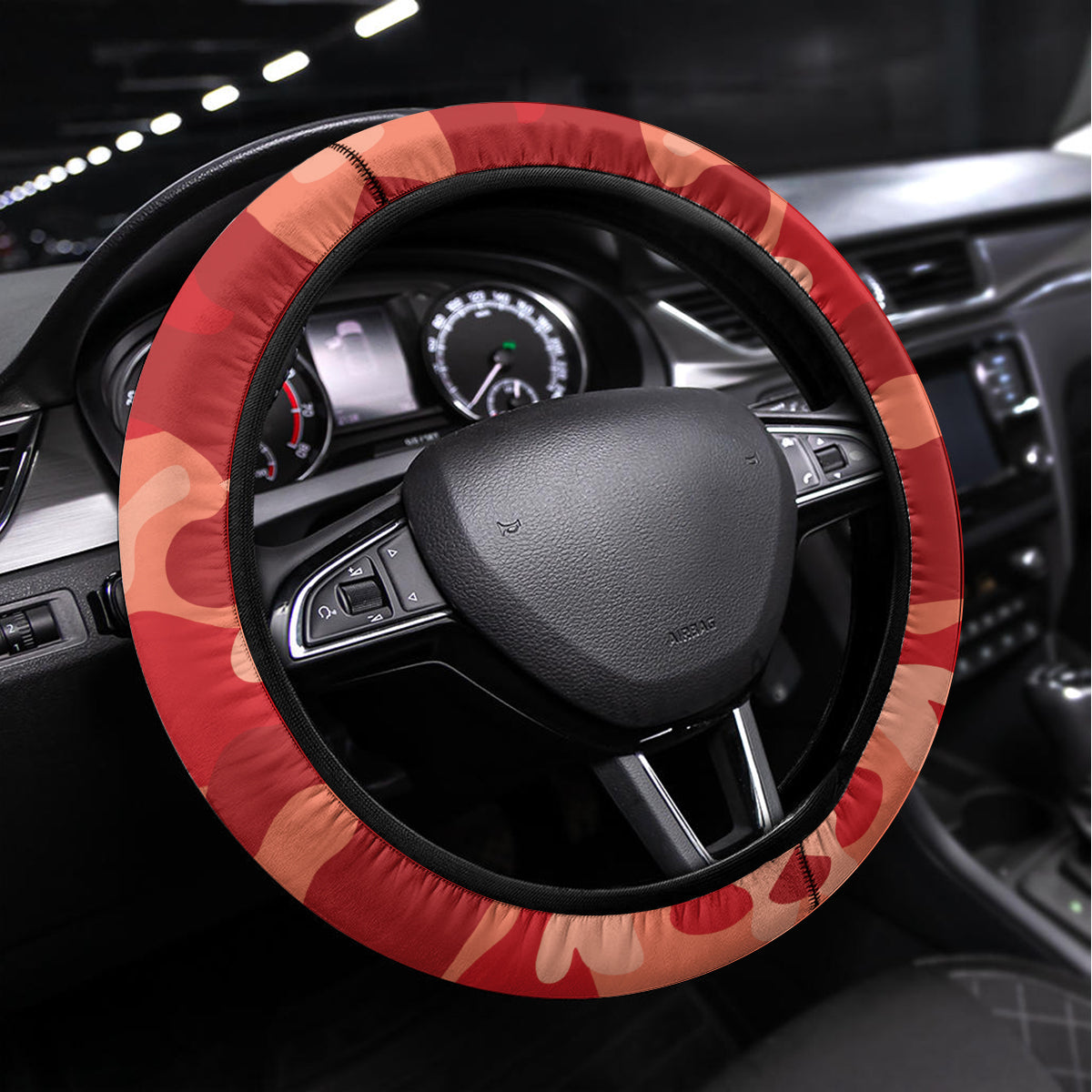 Tonga ANZAC Day Steering Wheel Cover Camouflage With Poppies Lest We Forget LT14 Universal Fit Red - Polynesian Pride