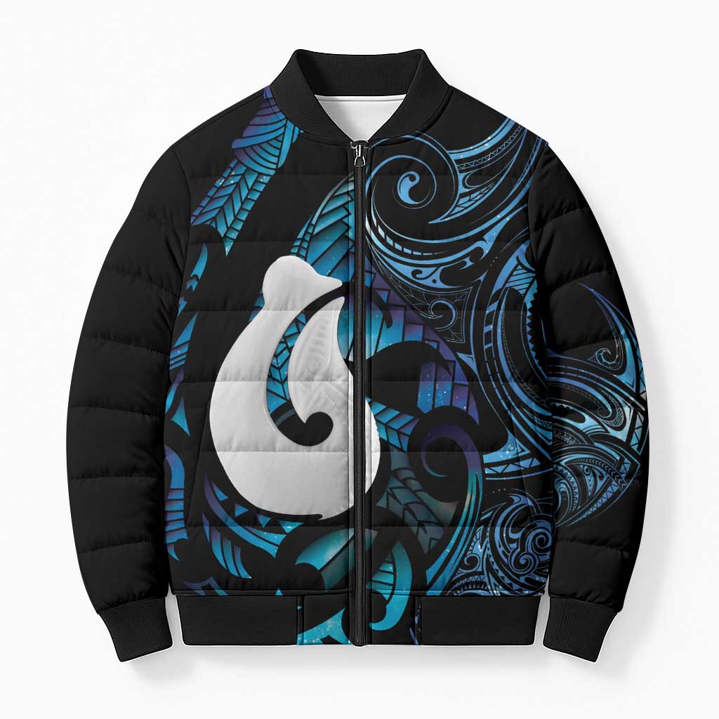 Hei Matau New Zealand Matariki Bomber Puffer Jacket NZ Fish Hook Maori Art LT14 Unisex Purple - Polynesian Pride