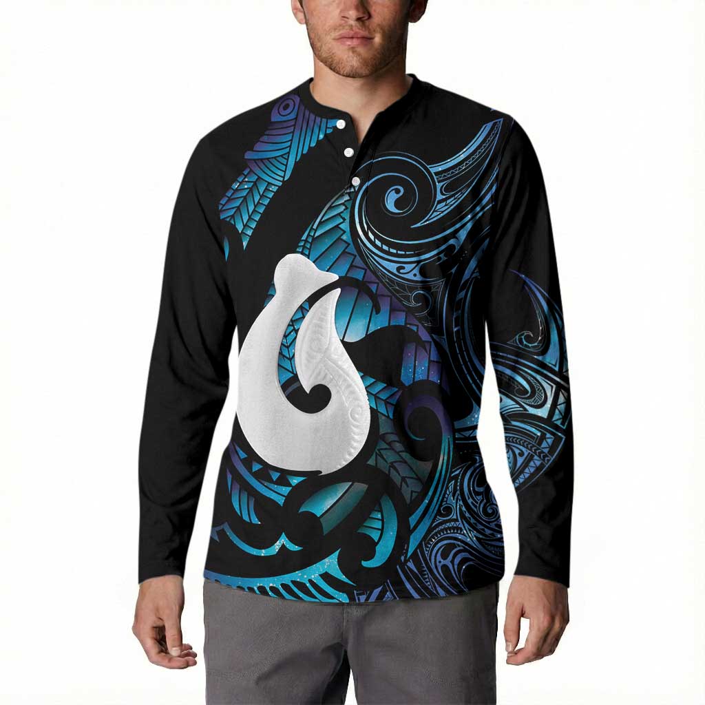 Hei Matau New Zealand Matariki Button Sweatshirt NZ Fish Hook Maori Art LT14 - Polynesian Pride
