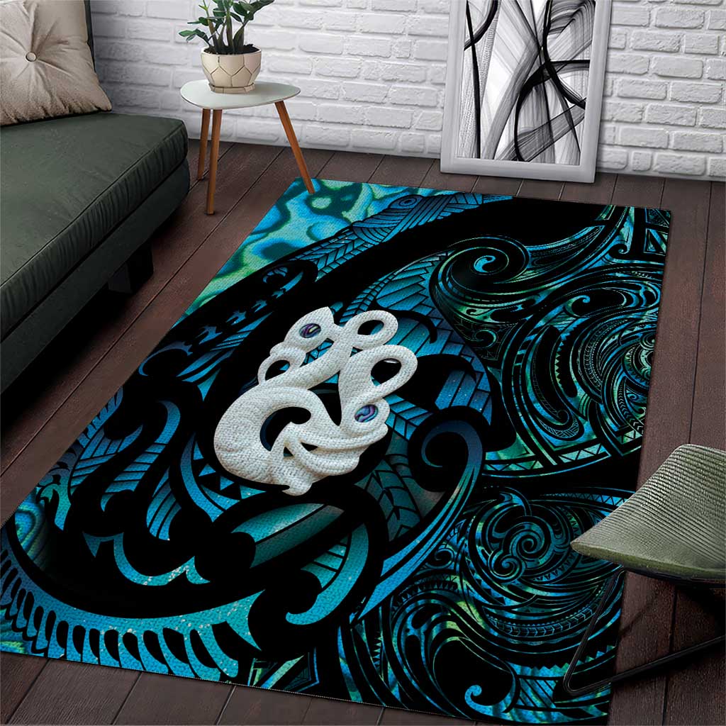 Manaia New Zealand Matariki Area Rug NZ Paua Shell Maori Art LT14 Turquoise - Polynesian Pride