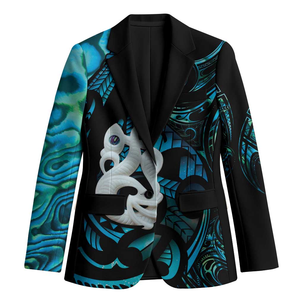 Manaia New Zealand Matariki Blazer NZ Paua Shell Maori Art LT14 Unisex Turquoise - Polynesian Pride