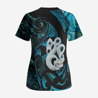 Manaia New Zealand Matariki Scrub Top NZ Paua Shell Maori Art LT14 - Polynesian Pride