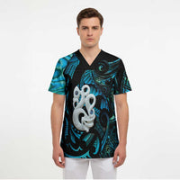 Manaia New Zealand Matariki Scrub Top NZ Paua Shell Maori Art LT14 - Polynesian Pride