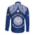 Marshall Islands Long Sleeve Button Shirt Blue Polynesian Tribal Mix Coat Of Arms LT14 - Polynesian Pride