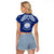 Marshall Islands Raglan Cropped T Shirt Blue Polynesian Tribal Mix Coat Of Arms LT14 - Polynesian Pride