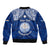 Personalised Marshall Islands Sleeve Zip Bomber Jacket Blue Polynesian Tribal Mix Coat Of Arms LT14 - Polynesian Pride