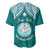 Personalised Marshall Islands Baseball Jersey Turquoise Polynesian Tribal Mix Coat Of Arms LT14 - Polynesian Pride