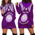 Personalised Marshall Islands Hoodie Dress Purple Polynesian Tribal Mix Coat Of Arms LT14 - Polynesian Pride