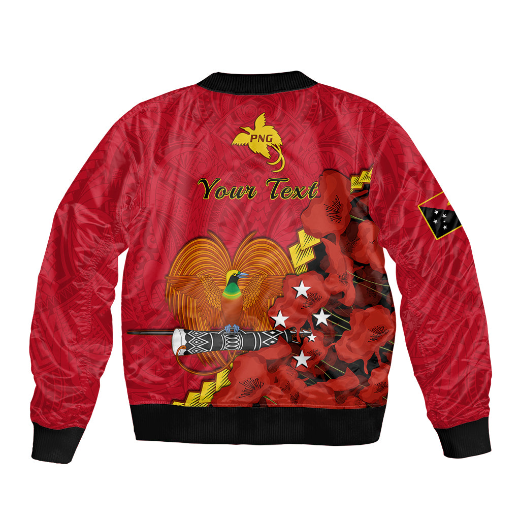 Personalised Remembrance Day PNG Bomber Jacket Papua New Guinea We Will Remember Them LT14 - Polynesian Pride