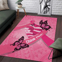 Polynesia Breast Cancer Awareness Month Area Rug Pink Ribbon Mix Butterflies LT14 Pink - Polynesian Pride