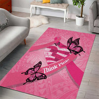 Polynesia Breast Cancer Awareness Month Area Rug Pink Ribbon Mix Butterflies LT14 - Polynesian Pride