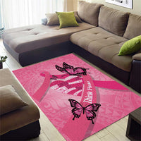 Polynesia Breast Cancer Awareness Month Area Rug Pink Ribbon Mix Butterflies LT14 - Polynesian Pride
