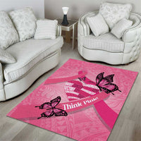 Polynesia Breast Cancer Awareness Month Area Rug Pink Ribbon Mix Butterflies LT14 - Polynesian Pride