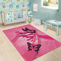 Polynesia Breast Cancer Awareness Month Area Rug Pink Ribbon Mix Butterflies LT14 - Polynesian Pride