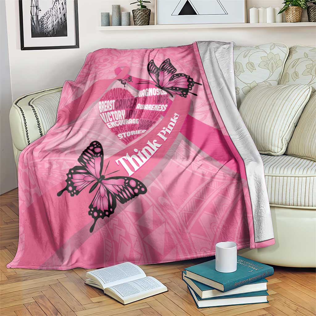 Polynesia Breast Cancer Awareness Month Blanket Pink Ribbon Mix Butterflies LT14 Pink - Polynesian Pride