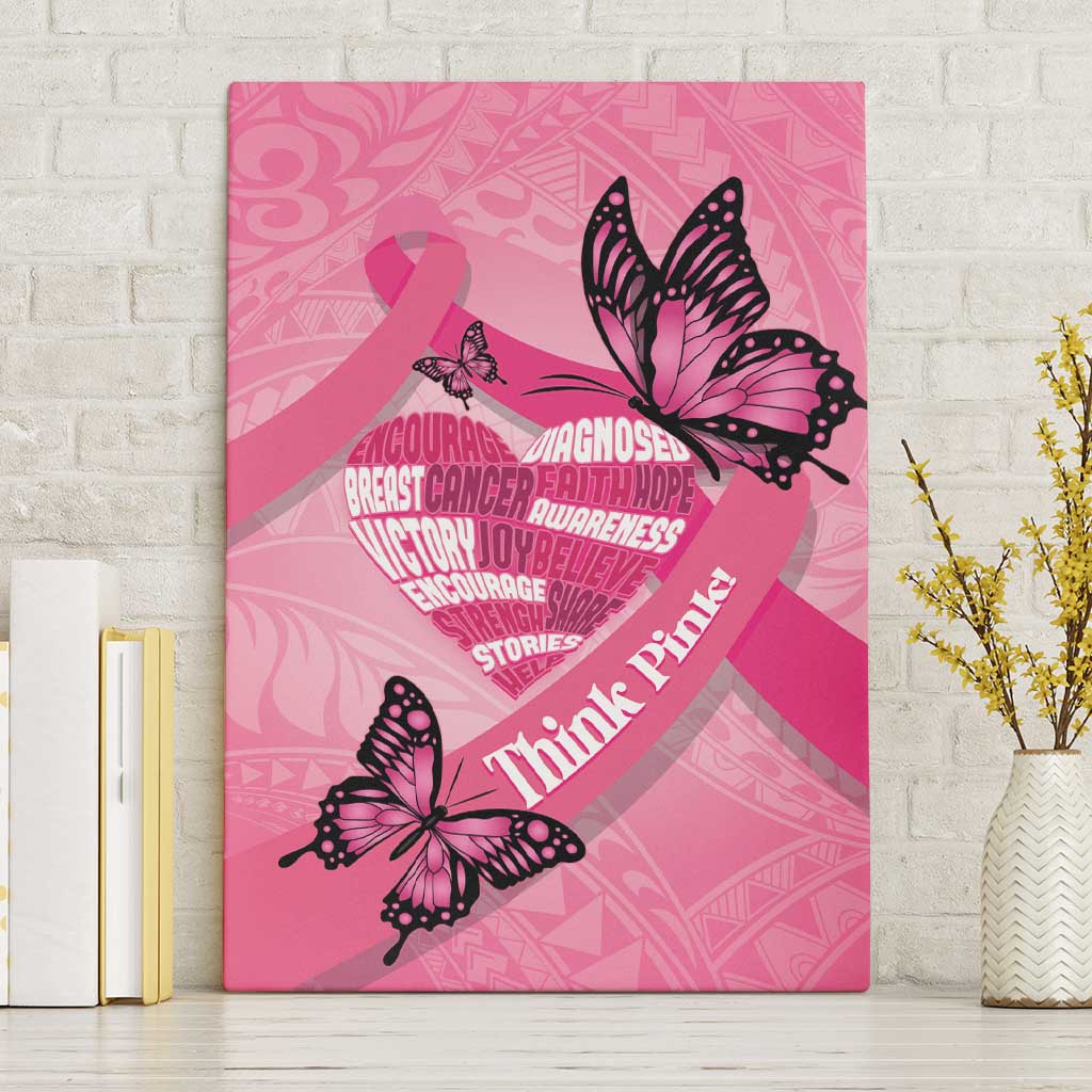 Polynesia Breast Cancer Awareness Month Canvas Wall Art Pink Ribbon Mix Butterflies LT14 Without Frame Pink - Polynesian Pride
