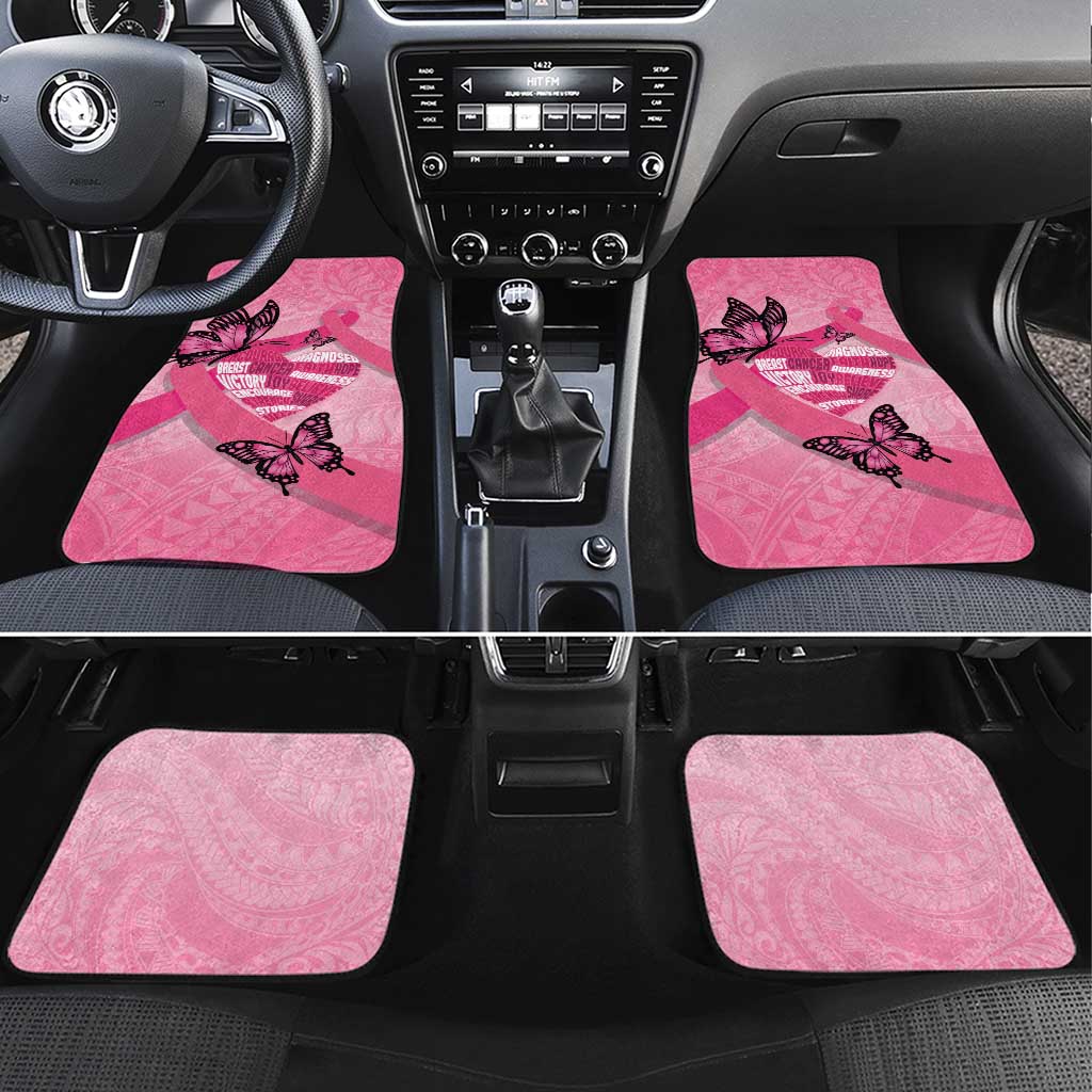 Polynesia Breast Cancer Awareness Month Car Mats Pink Ribbon Mix Butterflies LT14 Set 4pcs Pink - Polynesian Pride