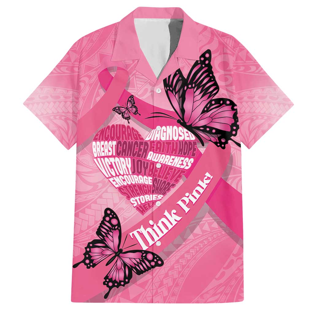 Polynesia Breast Cancer Awareness Month Hawaiian Shirt Pink Ribbon Mix Butterflies LT14 Pink - Polynesian Pride
