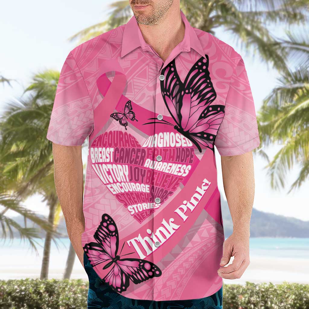 Polynesia Breast Cancer Awareness Month Hawaiian Shirt Pink Ribbon Mix Butterflies LT14 - Polynesian Pride