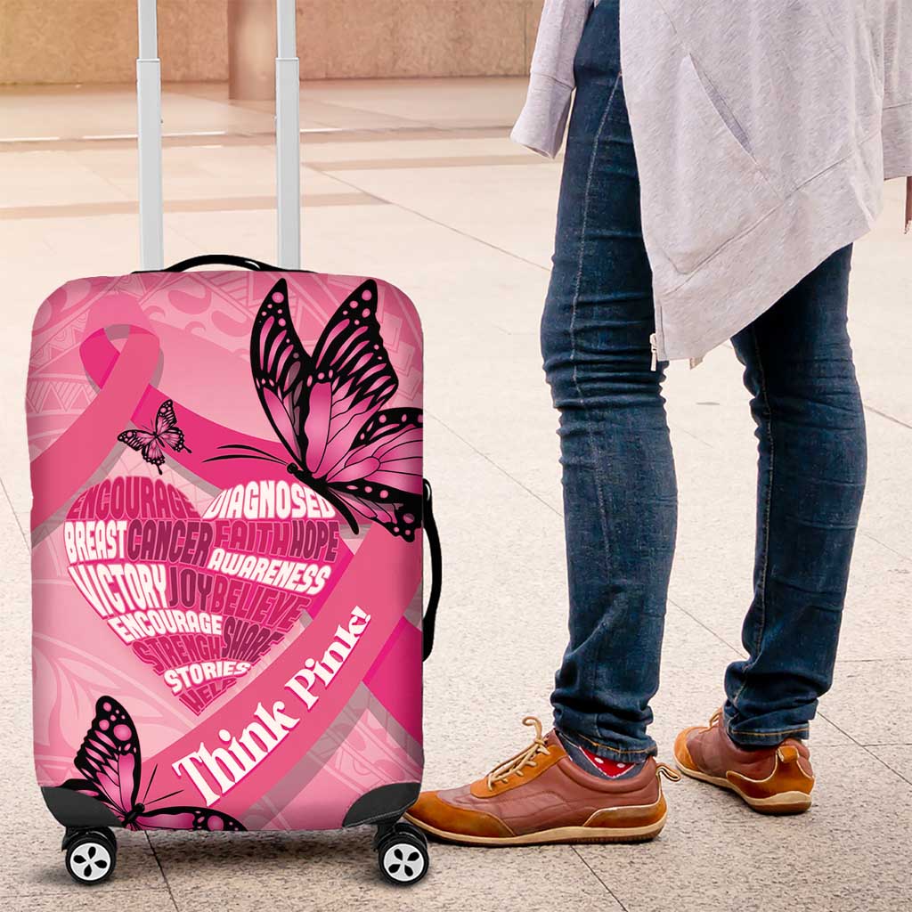Polynesia Breast Cancer Awareness Month Luggage Cover Pink Ribbon Mix Butterflies LT14 Pink - Polynesian Pride