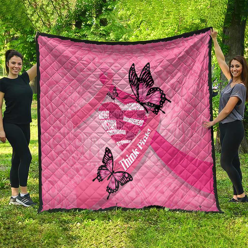 Polynesia Breast Cancer Awareness Month Quilt Pink Ribbon Mix Butterflies LT14 - Polynesian Pride