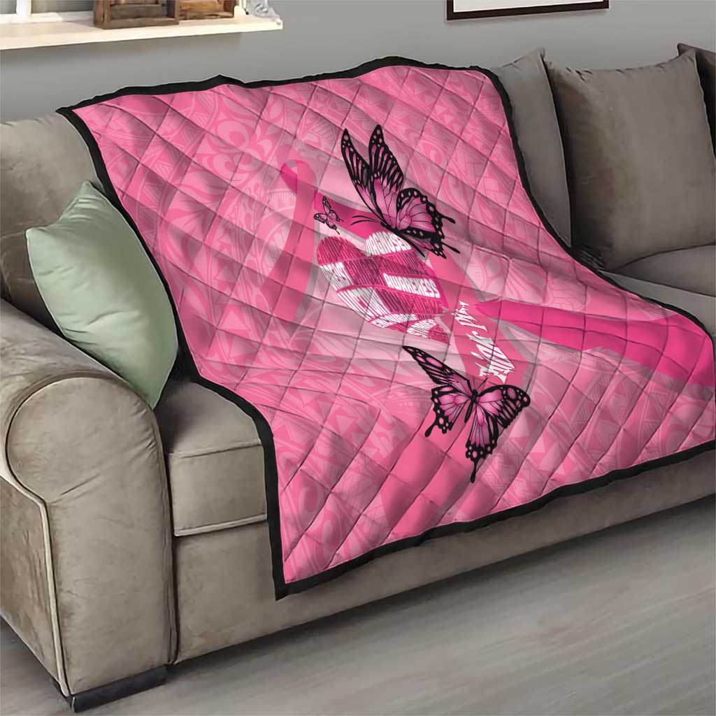 Polynesia Breast Cancer Awareness Month Quilt Pink Ribbon Mix Butterflies LT14 - Polynesian Pride