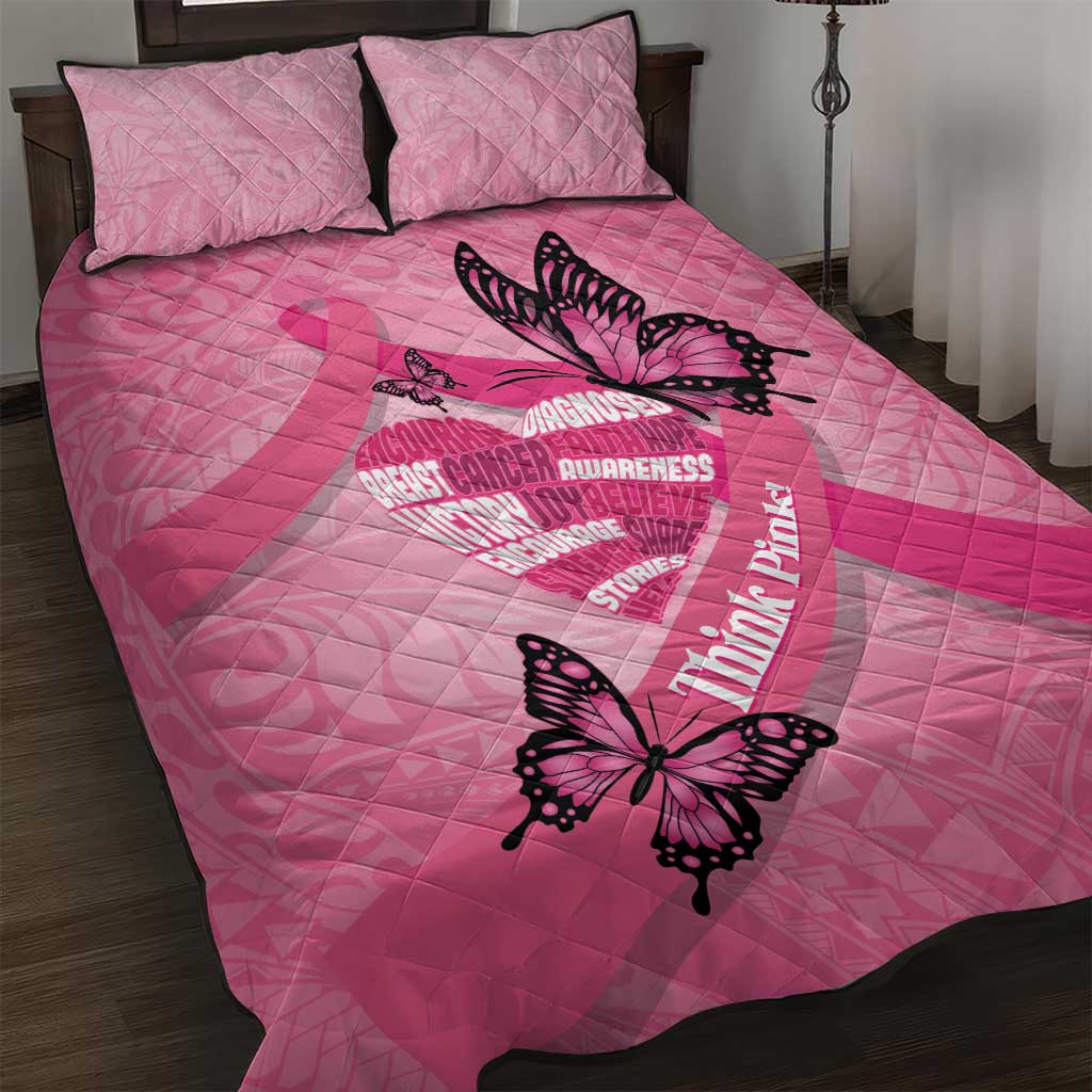 Polynesia Breast Cancer Awareness Month Quilt Bed Set Pink Ribbon Mix Butterflies LT14 Pink - Polynesian Pride