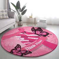 Polynesia Breast Cancer Awareness Month Round Carpet Pink Ribbon Mix Butterflies LT14 - Polynesian Pride