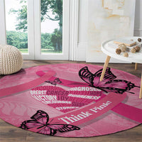 Polynesia Breast Cancer Awareness Month Round Carpet Pink Ribbon Mix Butterflies LT14 - Polynesian Pride