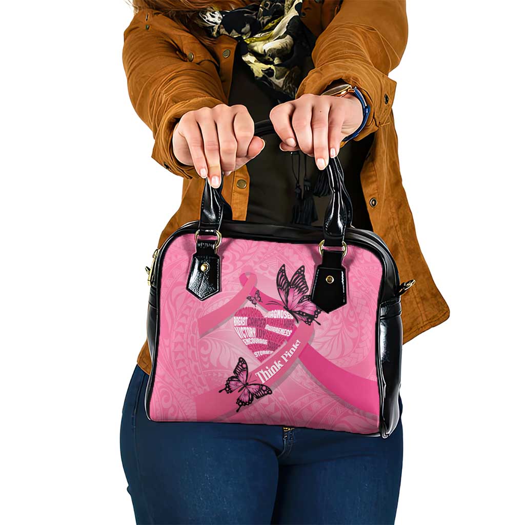 Polynesia Breast Cancer Awareness Month Shoulder Handbag Pink Ribbon Mix Butterflies LT14 One Size Pink - Polynesian Pride