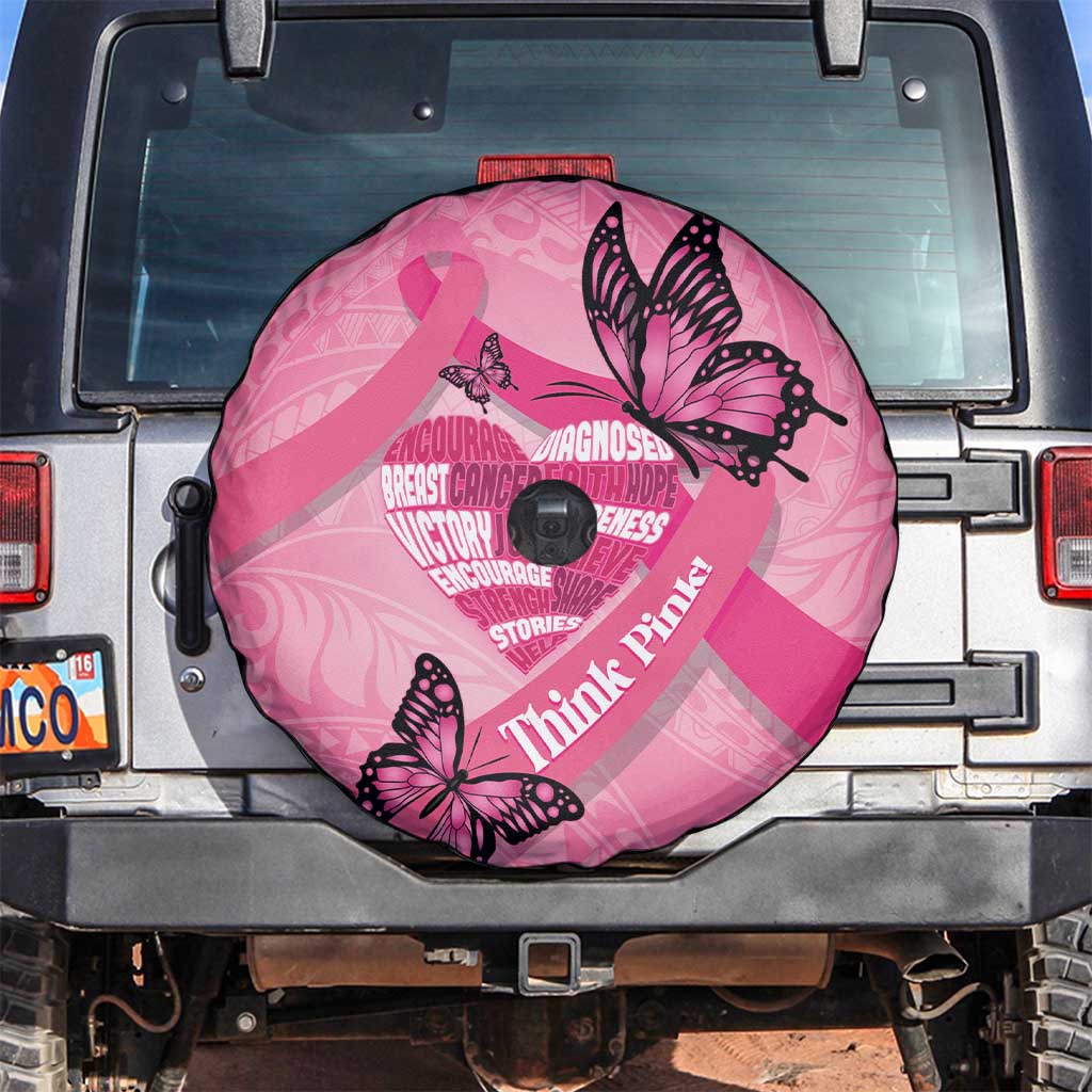 Polynesia Breast Cancer Awareness Month Spare Tire Cover Pink Ribbon Mix Butterflies LT14 Pink - Polynesian Pride