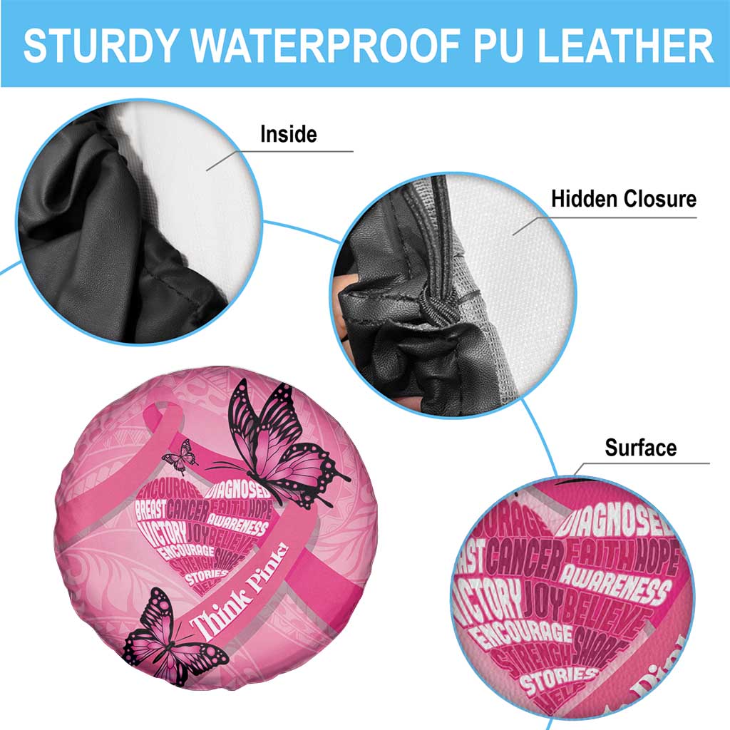 Polynesia Breast Cancer Awareness Month Spare Tire Cover Pink Ribbon Mix Butterflies LT14 - Polynesian Pride