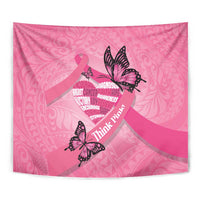 Polynesia Breast Cancer Awareness Month Tapestry Pink Ribbon Mix Butterflies LT14 - Polynesian Pride
