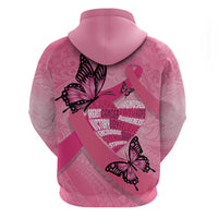Polynesia Breast Cancer Awareness Month Zip Hoodie Pink Ribbon Mix Butterflies LT14 - Polynesian Pride