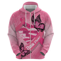 Polynesia Breast Cancer Awareness Month Zip Hoodie Pink Ribbon Mix Butterflies LT14 - Polynesian Pride