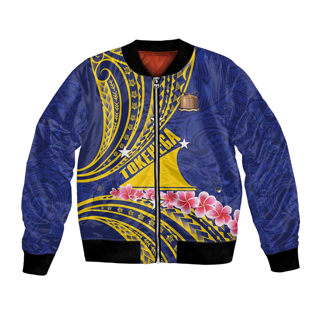 Personalised Tokelau Tokehega Day Bomber Jacket Tokelauan Tatau Flag Color LT14 Unisex Blue - Polynesian Pride