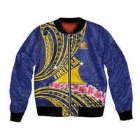 Personalised Tokelau Tokehega Day Bomber Jacket Tokelauan Tatau Flag Color LT14 Unisex Blue - Polynesian Pride