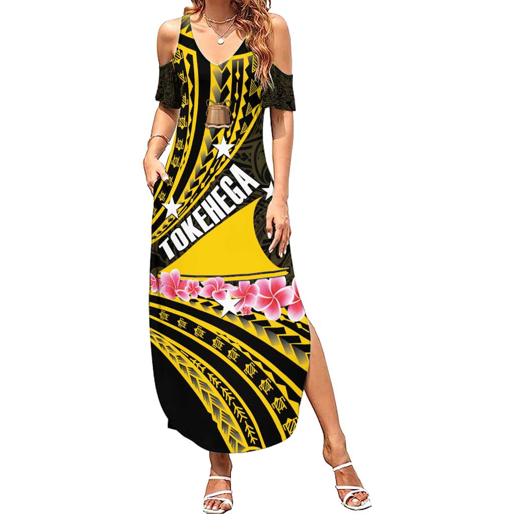 Personalised Tokelau Tokehega Day Summer Maxi Dress Tokelauan Tatau Black Color LT14 Women Black - Polynesian Pride