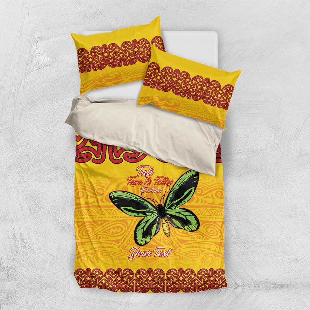 Personalised Tufi Tapa and Tattoo Festival Bedding Set PNG Oro Butterfly Tapa Pattern LT14 US Twin 172cm x 218cm Yellow - Polynesian Pride